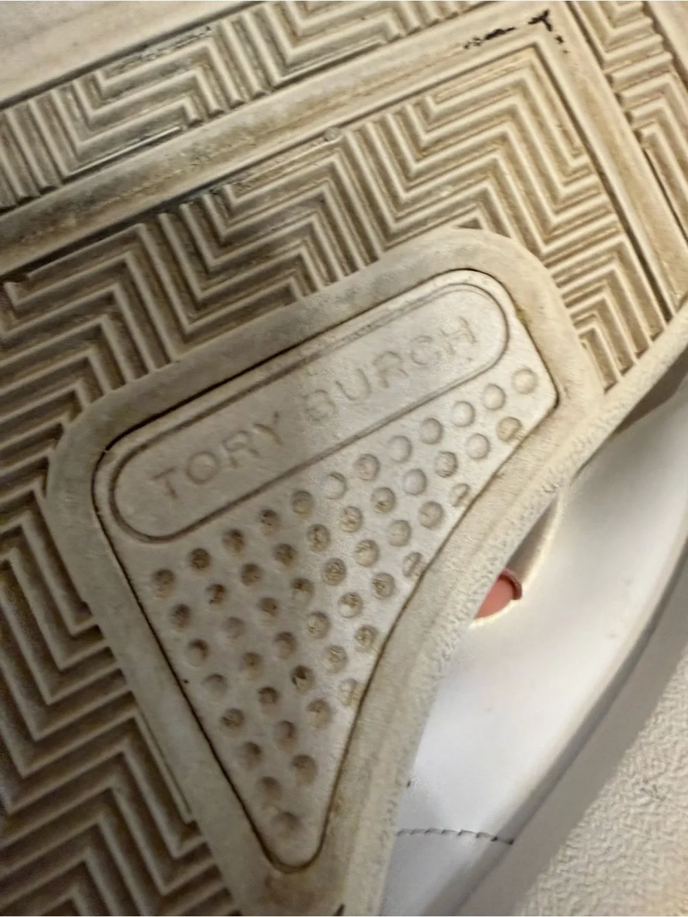 Tory Burch Howell Court Sneaker White Leather w/ Pink lace up Shoes Size 7
